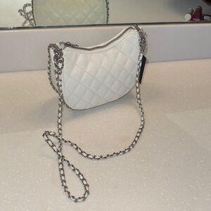 White Quilted Chain Shoulder Bag